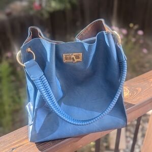 Large blue tote bag